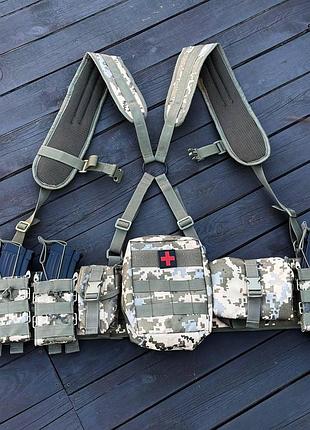 Разгрузочный пояс рпс pro с плечевыми лямками + 6 подсумоков пиксель - ремень на фастексе для ресниц dm-11