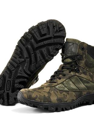 Тактичні берці демісезонні залений камуфляж 39-46 розмір шкіра текстиль металева фурнітура ve-33