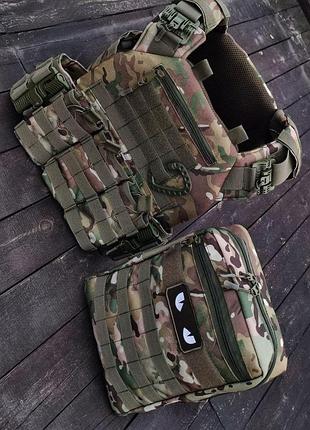 Плитоноска быстрого сброса + рюкзак для военных с системой molle ve-33