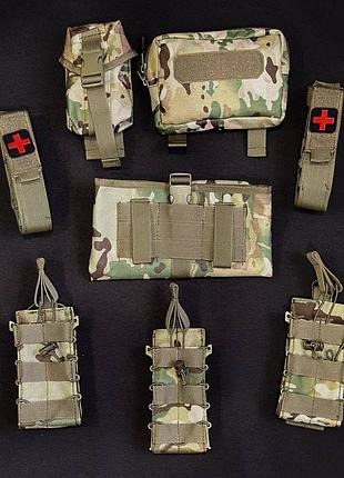Тактический комплект к плитоноске с 8 подсумоков кордура 900d - комплект для ношения и хранения спец. dm-11