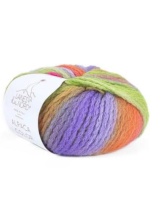 Пряжа alpaca color/альпака колор, малиновый-оранжевый-салатовый-сиреневый мультиколор 4, laines du nord