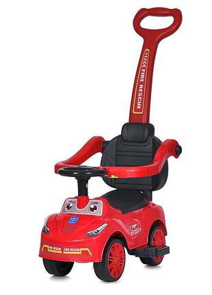 Детская каталка-толокар m 5763l-3 красный, c родительской ручкой