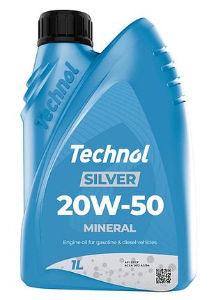 Моторное масло technol silver 20w-50 1л минеральное для бензиновых и дизельных двигателей авто смазка дл ve-33