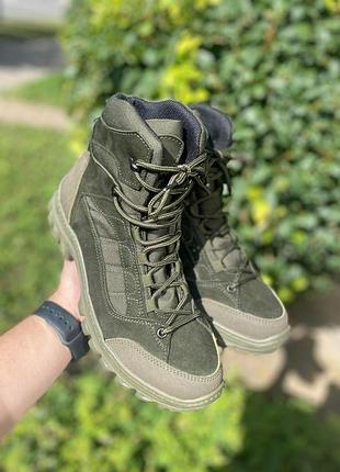Зимние ботинки мех олива -25 нубук кордура тэп гибкая долговечная протектор. dm-11