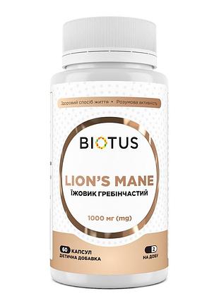 Ежовик гребенчатый, lion's mane, biotus, 1000 мг, 60 капсул
