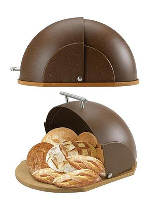 Хлібниця пластикова з основою з бамбукового дерева з відкидною купольною кришкою 37×26,5×20 см