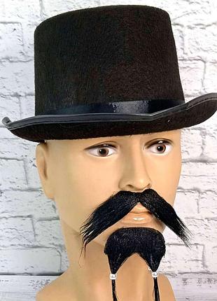 Вуса та борода чорні карнавальні накладні для пірата, цирюльника та інших образів