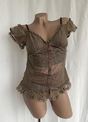 Топ стімпанк гранж мереживо ажурний