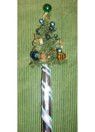 Посох св. николая/деда мороза пластиковый цельный - голубая ёлочка
