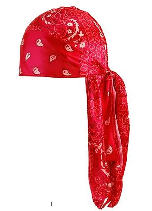 Бандана піратська червона, всі розміри, самов'яз, тканина-шовк