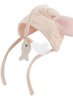 Игрушка шапочка дразнилка для кошек lesko dt-569 розовая сова или мышонок интерактивный костюм для игры dm-11