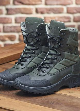 Зимові, справжні чоловічі тактичні черевики, берці, вологостійкі, водонепронекні б 6-хакі-триумф