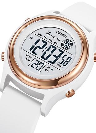 Часы детские skmei game кварцевые белые для девочек 34х10 мм 5 атм ремешок 22 см цифровой ve-33