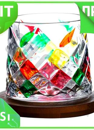 Ve склянка для віскі 300 new version мл з бамбуковою підставкою обертається для аерації напою стильна n6w_ver