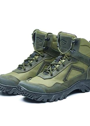 Тактичні шкиряні ботинки з шкіри та кордури, прошиті осінь-весна 205-літо-хакі