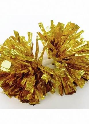 Помпон золотистий гантеля 30 см, 76 г із пластиковою ручкою