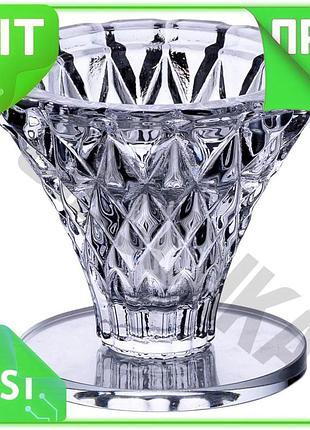 Ve подсвечник на стеклянной ножке new version прозрачный 5×5.5 см для свечей на стол декоративный элег n6w_ver