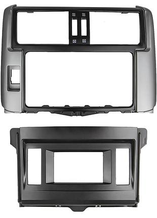 ★➚перехідна рамка 2 din lesko для toyota land cruiser prado 2010 чорна пластикова панель для встановлення dm-11