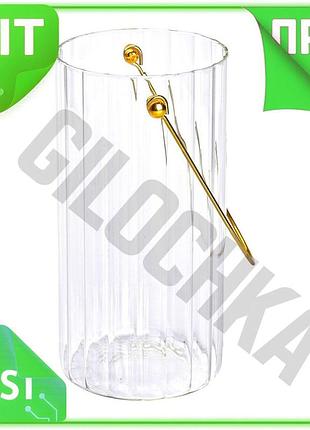 Ve декоративная стеклянная ваза для new version цветов с ручкой 19,5 см. прозрачная ваза для цветочных n6w_ver