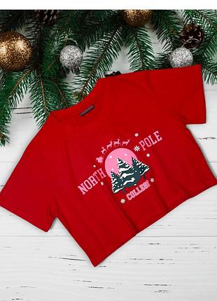 Вкорочена бавовняна новорічна, різдвяна футболка pepco, 9-10, 13-14 р.