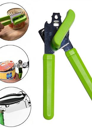 Консервный нож открывалка для консерв консервооткрыватель нержавеющая сталь пластик 20 см салатовый