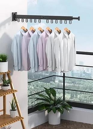 Настенная раскладная вешалка сушилка для одежды из алюминиевого сплава для балкона, 2 секции sklm-1 ((66+23)*10*6.5)