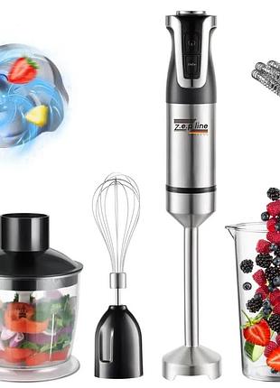 Блендер ручной 5 в 1 на 1500 вт с измельчителем и насадками миксер и вспенитель молока 20 скоростей zepline