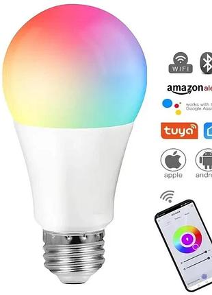 Умная лампочка tuya smart led wifi смарт лампа e27 rgb color 2700k-6500k 9w