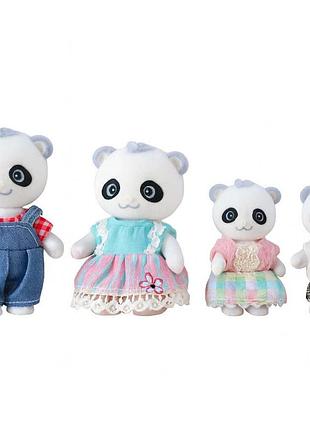 Мягкие флоксовые животные панды 6699a-4 — набор из 4 фигурок с подвижными конечностями