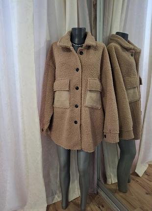 Стильная с карманами шубка-рубашка, куртка-рубашка италия