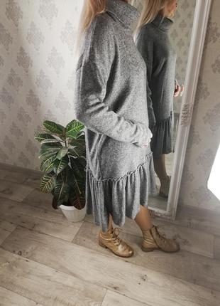 Фирменное стильное оверсайз вязаное платье свитер river island3 фото