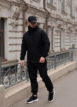 Чоловічий спортивний костюм куртка та штани на холодну погоду зручний не сковує у русі щільний костюм