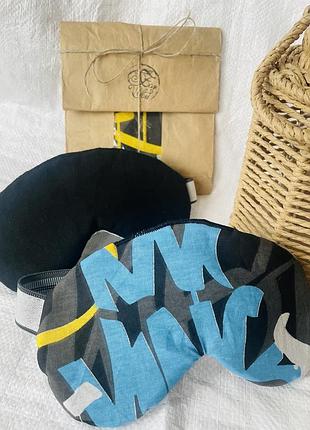 ✨ двостороння маска для сну — unisex, чорна з графіті, утеплена вовною новорічний подарунок