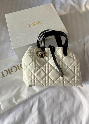 Lady dior d-lite tote bag ivory lambskin -