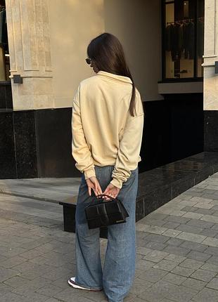 👕 jacquemus high collar half-zip grosgrain sweatshirt beige m 3