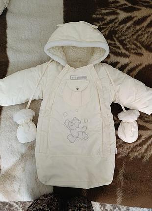Зимний конверт -комбинезон для новорожденного 68 р