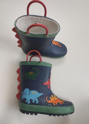 Гумові  чобітки на утепленні динозаврики стелька 17 см