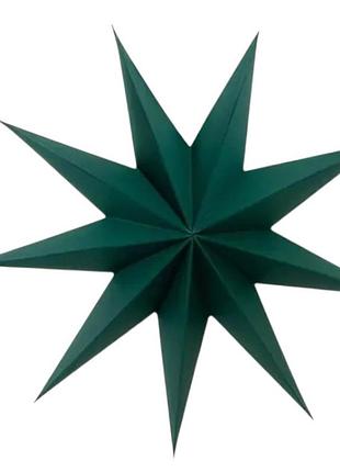 Об`ємна зірка з картону дев`ятикутна 30 см зелений