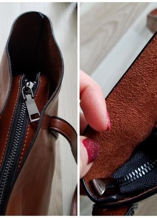 Шикарная вместительная сумка шоппер на короткой ручке длинном ремешке5 фото