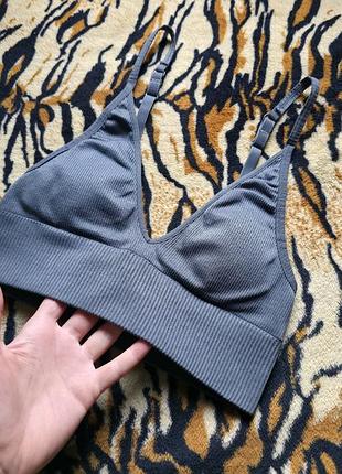 Серый бюстгальтер-топ/ браллет h&amp;m xs 70a