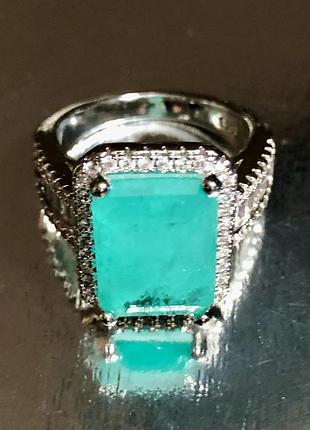 Кольцо ювелирный сплав с серебром камень природный дуплет цвет параиба