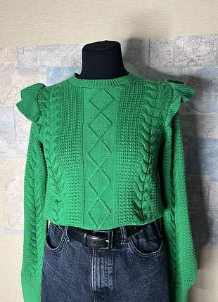 Якісний зелений светр з рюшами