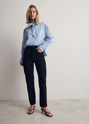 Котонові джинси завужені з високою талією