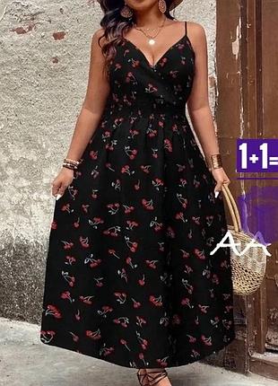 Міді сукня з вишеньками shein xl