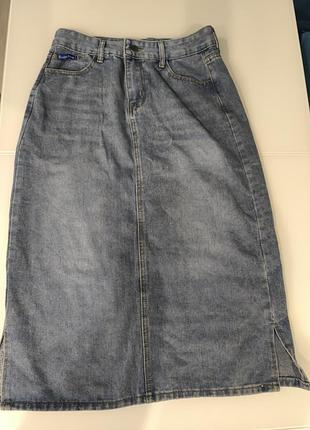 Джинсовая юбка миди л-хл