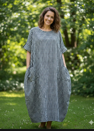 Хлопковое макси платье батал zanzea