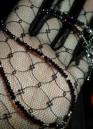 Нежный чекер из чешского хрусталя, ручная работа, роза