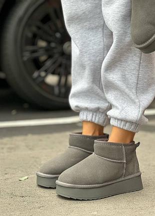❄️ жіночі уггі сірі дуже стильні зимові на хутрі  ❄️