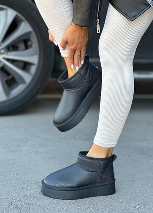 ❄️ жіночі уггі чорні дуже стильні зимові на хутрі ❄️