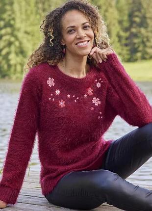 Светр джемпер туніка з вишивкою травка великого розміру батал